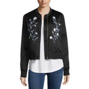 A.N.A Embroidered Bomber Jacket - Women |Color: Black Size: M